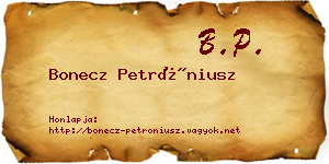 Bonecz Petróniusz névjegykártya